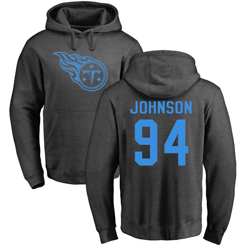 Tennessee Titans Men Ash Austin Johnson One Color NFL Football #94 Pullover Hoodie Sweatshirts->tennessee titans->NFL Jersey